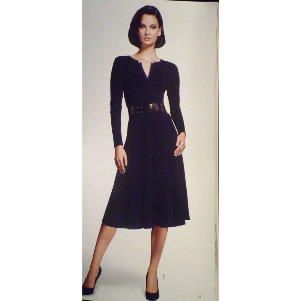 Lafayette 148 Virgin Wool Interlock Jersey A-Line Dress In Navy Size S